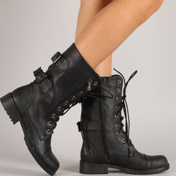 Last 1 Size 6 Nature Black Combat Boot Buckle deco - Picture 3 of 8